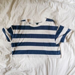 Blue Striped Crop Top
